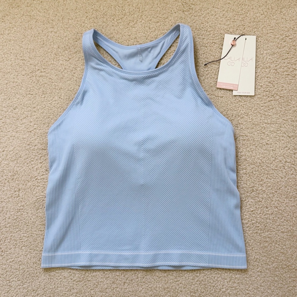 CALIA Pale Blue Women's High Neck Seamless Brami